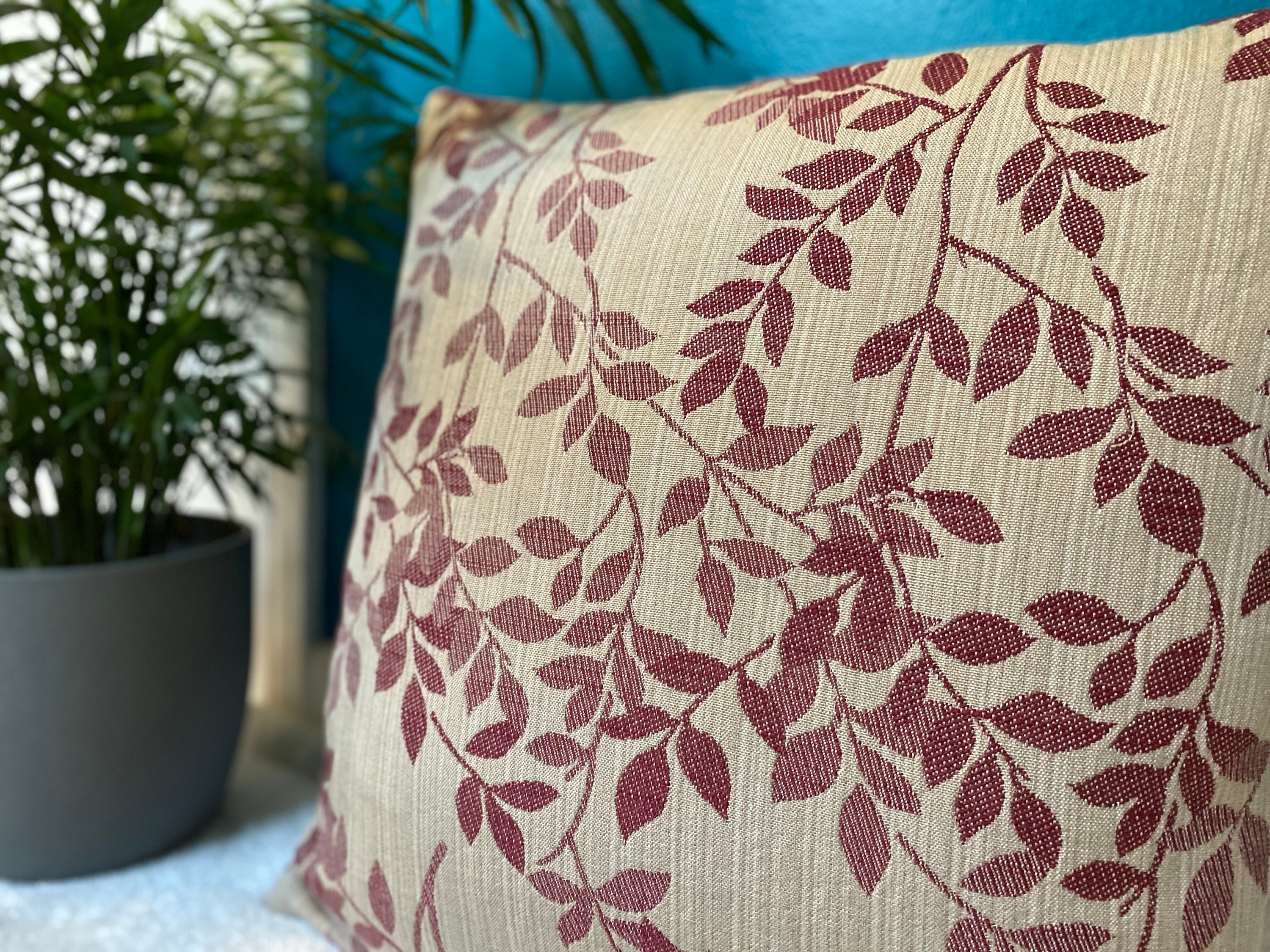 Cream and burgundy cushion Etsy