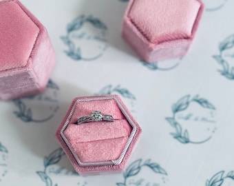 Baby Pink Velvet Luxury Hexagon Ring Box, Double Ring Box  Engagement Ring Box Wedding Ring Box