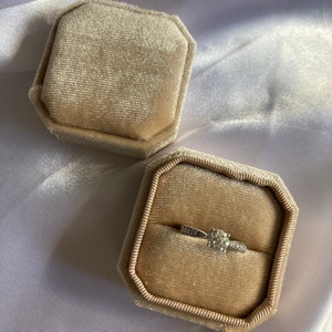 Velvet Luxury Personalised Square Ring Box,  Engagement Ring Box Wedding Ring Champagne Gold