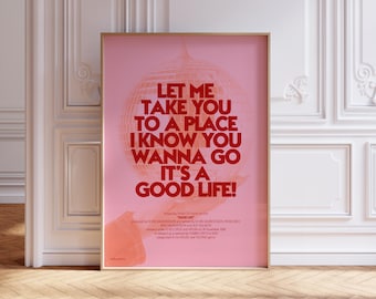 Good Life Lyrik Print: House Musik Poster, Disco Ball Wandkunst