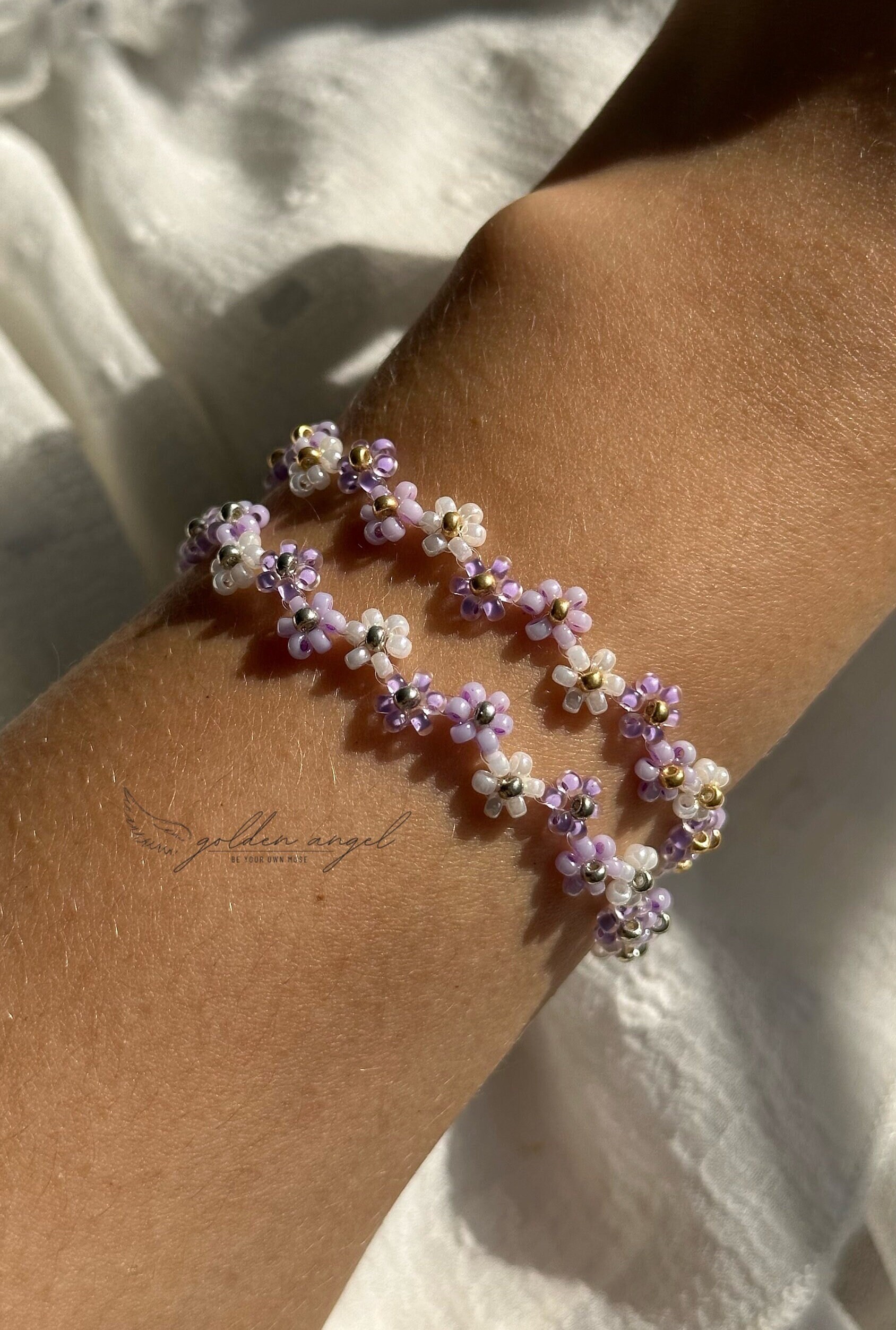 divuukyi Braccialetto elastico con fiori colorati, braccialetto da donna con perline, gioielli da polso per feste e matrimoni, Nessuna pietra preziosa