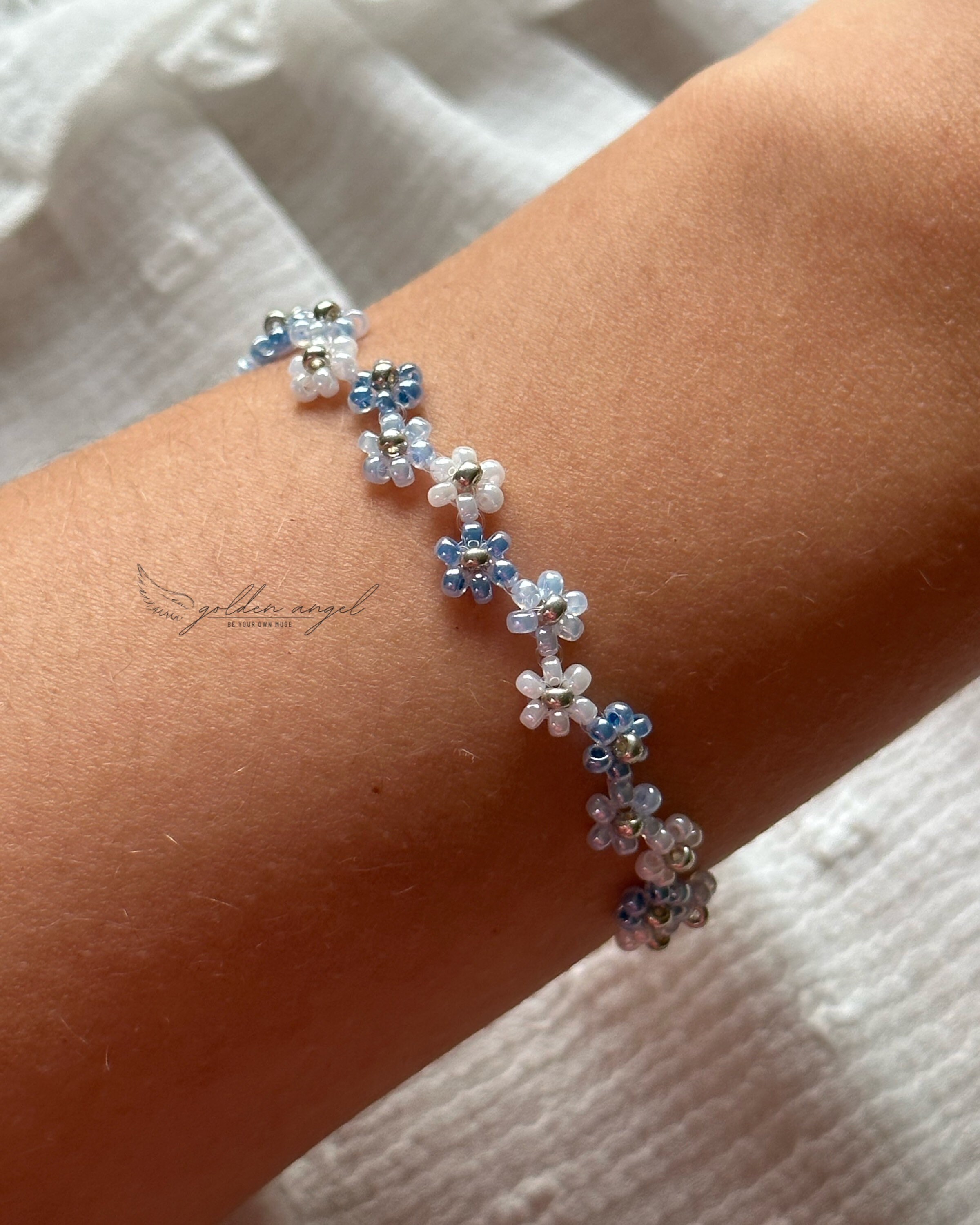 Zig Zag Flower Bracelets, Beaded Flower Bracelet, Dainty Handmade