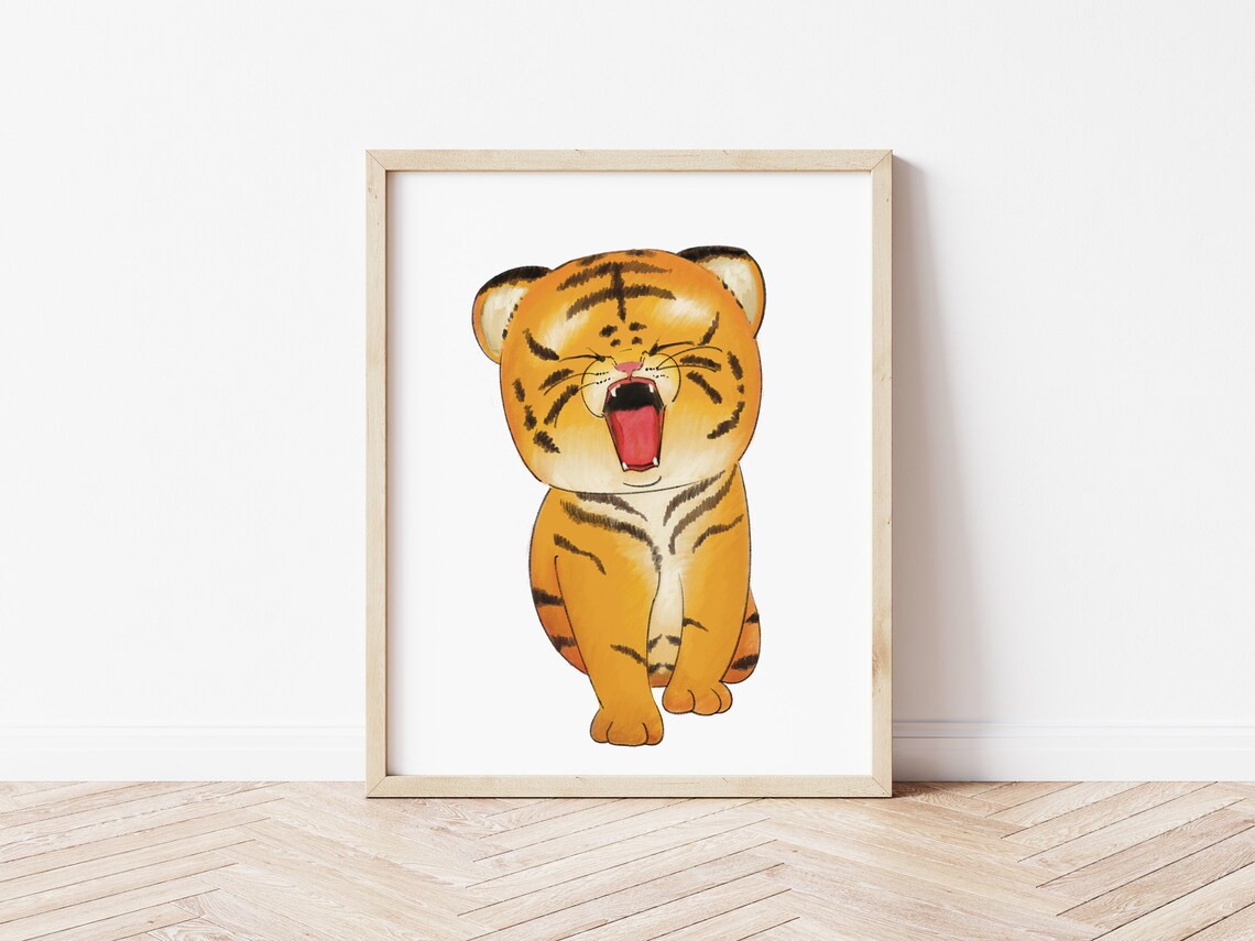 Printable Baby Tiger Wall Art, Set of 3, Baby Room Wall Decor, Kid