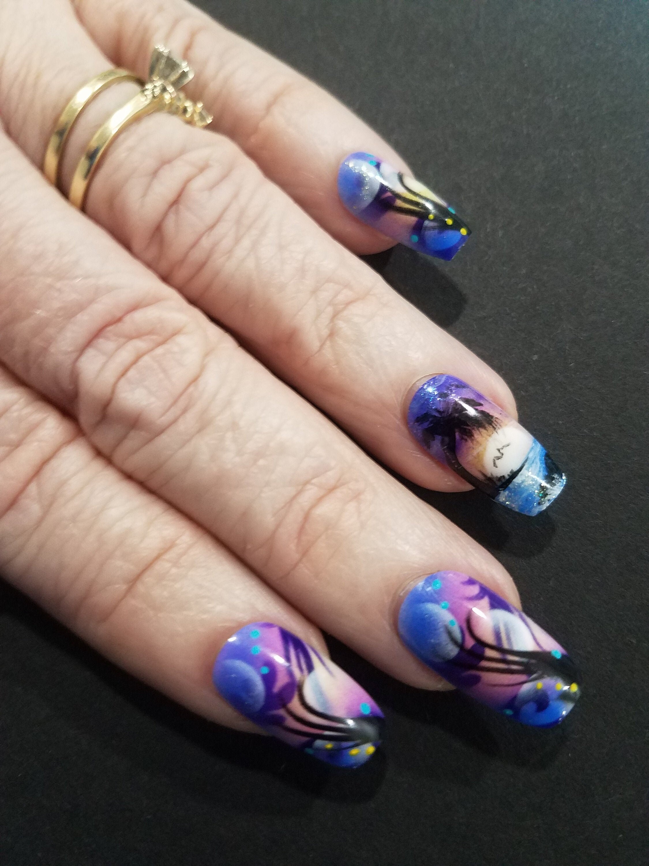 Airbrush Nails Press on Nails Palm Tree Beach Custom - Etsy