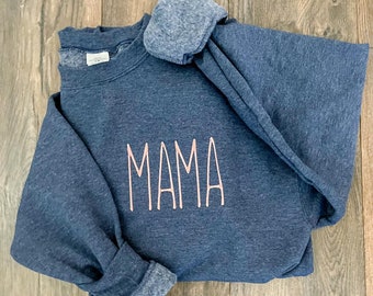 Embroidered MAMA Sweatshirt| MAMACrew Neck| Embroidered Sweatshirt| Embroidered