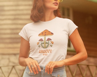 Groovy Baby Shirt 70s Mushroom Shirt 70s Inspired Graphic Tee Psychedelic Mushroom Art Stay Groovy Retro Shirt Retro 70s Aesthetic 70s Disco