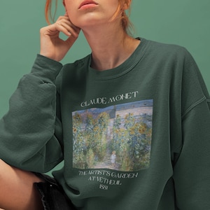 Claude Monet The Artist's Garden At Vétheuil Sweatshirt French Impressionism Sweater Light Academia Artsy Aesthetic Famous Painter Shirt image 1