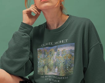 Claude Monet The Artist's Garden At Vétheuil Sweatshirt French Impressionism Sweater Light Academia Artsy Aesthetic Famous Painter Shirt