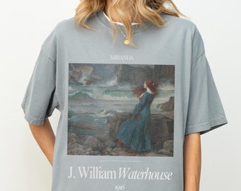 John William Waterhouse Miranda Camisa Romanticismo Arte Renacimiento Camisa La dama de Shalott Arte clásico Camisa Poeta Shakespeare La tempestad