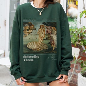 Aphrodite Sweatshirt Venus Goddess Botticelli Birth of Venus Painting Greek Mythology Gift Percy Jackson Merch Greek Goddess Artemis Athena