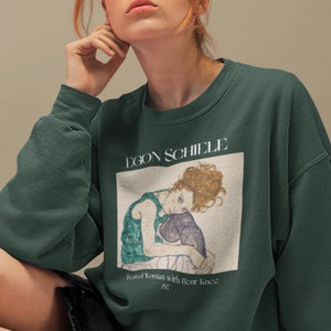 Egon Schiele Seated Woman with Bent Knee Sweatshirt Famous Artist Shirt Expressionism Modern Art Painting Sweater Art History Indie Clothing