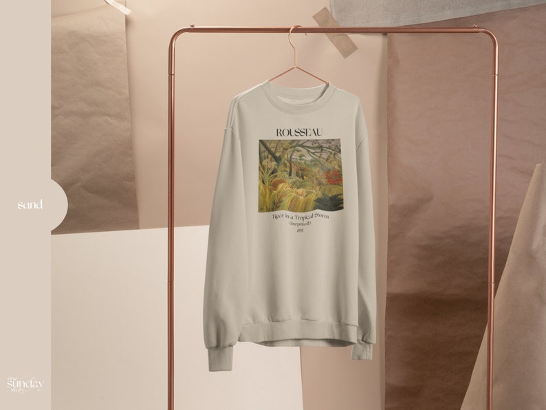 Henri Rousseau Tiger in a Tropical Storm Sweatshirt Famous Artist Shirt Art History Sweater Chinese Zodiac Year of the Tiger Artsy Aesthetic Sand