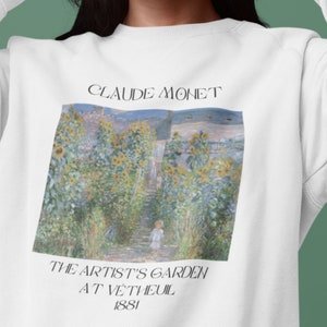 Claude Monet The Artist's Garden At Vétheuil Sweatshirt French Impressionism Sweater Light Academia Artsy Aesthetic Famous Painter Shirt image 2