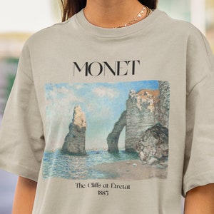 Claude Monet The Cliffs at Étretat Famous Painting Artsy Aesthetic Fine Art T Shirt Artsy Shirts Monet Shirt Art History Shirt Dark Academia