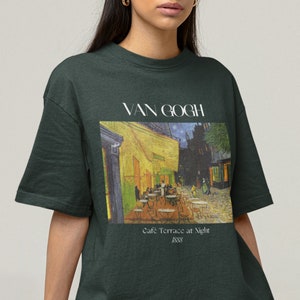 Camiseta de Van Gogh, terraza de café por la noche, camiseta de pintor famoso, camiseta de arte clásico postimpresionista holandés, camiseta de historia del arte, camiseta de profesor de arte
