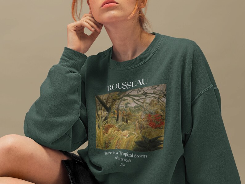 Henri Rousseau Tiger in a Tropical Storm Sweatshirt Famous Artist Shirt Art History Sweater Chinese Zodiac Year of the Tiger Artsy Aesthetic bild 2