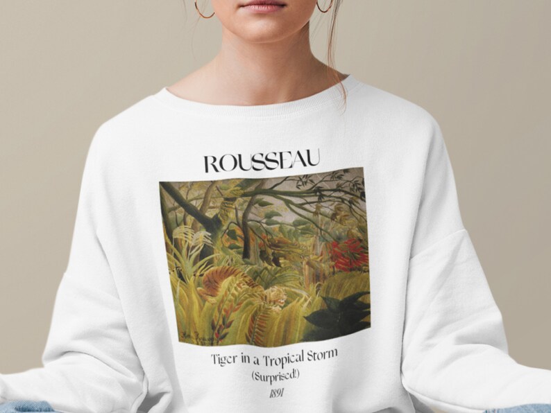 Henri Rousseau Tiger in a Tropical Storm Sweatshirt Famous Artist Shirt Art History Sweater Chinese Zodiac Year of the Tiger Artsy Aesthetic bild 3