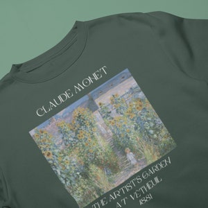 Claude Monet The Artist's Garden At Vétheuil Sweatshirt French Impressionism Sweater Light Academia Artsy Aesthetic Famous Painter Shirt image 4