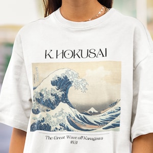 Katsushika Hokusai The Great Wave off Kanagawa Japanese Art Shirt Ukiyo-e Art Japanese Painting Tee Kanji Shirt Edo Period Artsy Clothes