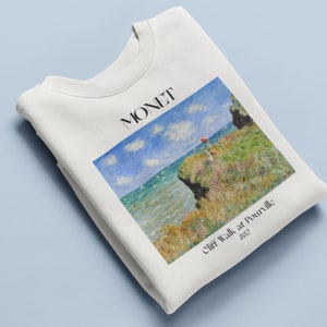Claude Monet Cliff Walk at Pourville Sweatshirt Famous Painter Shirt French Impressionism Classical Artsy Aesthetic Vintage Indie Clothing