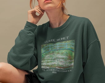 Claude Monet The Japanese Footbridge Sweatshirt French Impressionism Famous Painter Sweatshirt Artsy Aesthetic Light Academia Indie Clothing