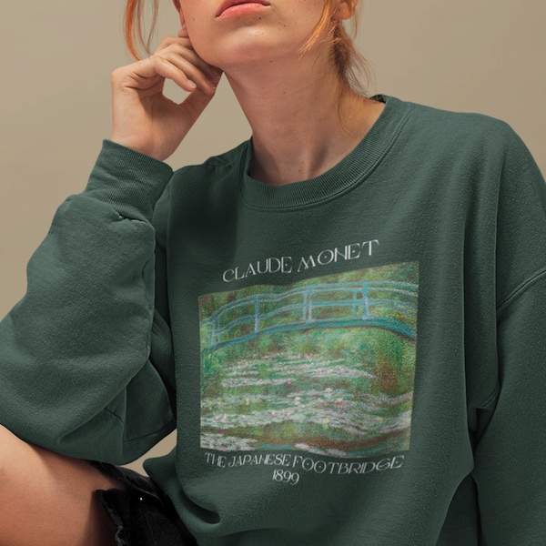 Claude Monet The Japanese Footbridge Sweatshirt French Impressionism Famous Painter Sweatshirt Artsy Aesthetic Light Academia Indie Clothing