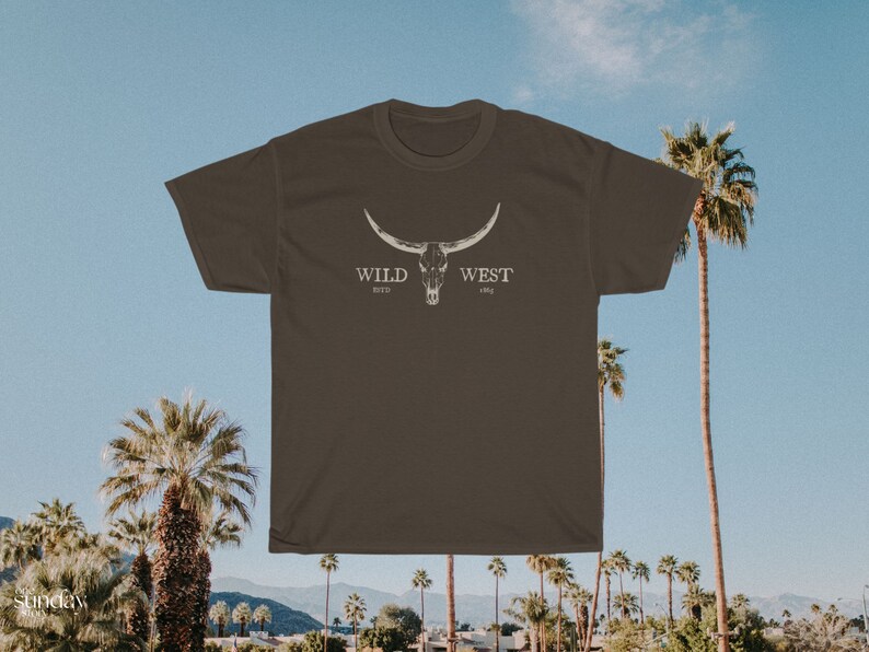 Boho Cow Skull Shirt Western Graphic Tee Longhorn Shirt Bull Skull Shirt Punchy Western Shirt Wild West Shirt Cowgirl Shirt Old West Shirt Dark Chocolate