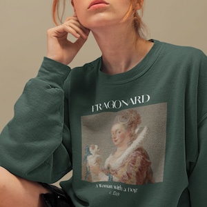 Jean-Honoré Fragonard A Woman with a Dog Sweatshirt Famous French Painter Rococo Art Style Sweater Classical Historical 18th Century Art