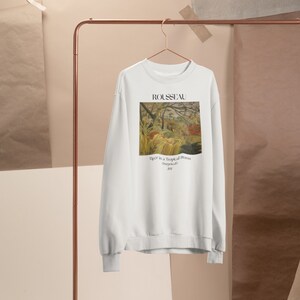Henri Rousseau Tiger in a Tropical Storm Sweatshirt Famous Artist Shirt Art History Sweater Chinese Zodiac Year of the Tiger Artsy Aesthetic White