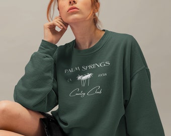 Palm Springs California Country Club Sweatshirt, Spirit Week College Outfit, Vintage Retro Preppy Oversized Sweater, Palm Trees Crewneck