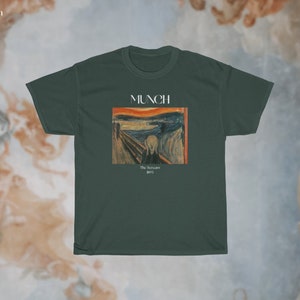 Edvard Munch The Scream Shirt Famous Art Shirt Expressionism Movement Artsy Aesthetic Vintage Art Shirt Psychedelic Art Shirt Artist Shirt Forest Green