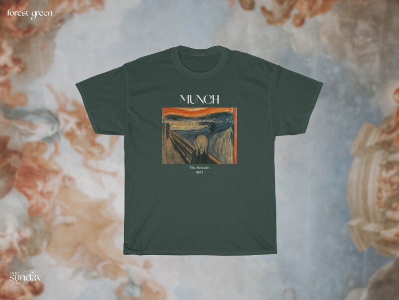 Edvard Munch The Scream Shirt Famous Art Shirt Expressionism Movement Artsy Aesthetic Vintage Art Shirt Psychedelic Art Shirt Artist Shirt Forest Green