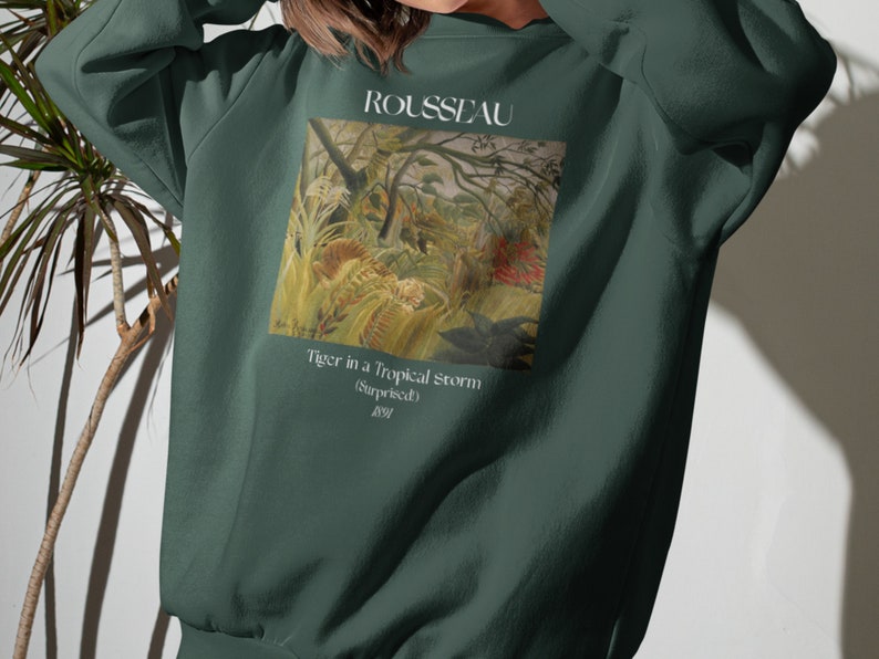 Henri Rousseau Tiger in a Tropical Storm Sweatshirt Famous Artist Shirt Art History Sweater Chinese Zodiac Year of the Tiger Artsy Aesthetic bild 4