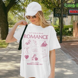 Hot Girls Read Romance Book Shirt Romantasy Shirt Bookish Things Booktok Hoodie Romance Reader Shirt Summer Bookish Shirt Acosf Booktok Tee White