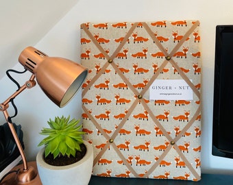 Handmade Fox Linen Fabric Notice Board 40 x 30 cm
