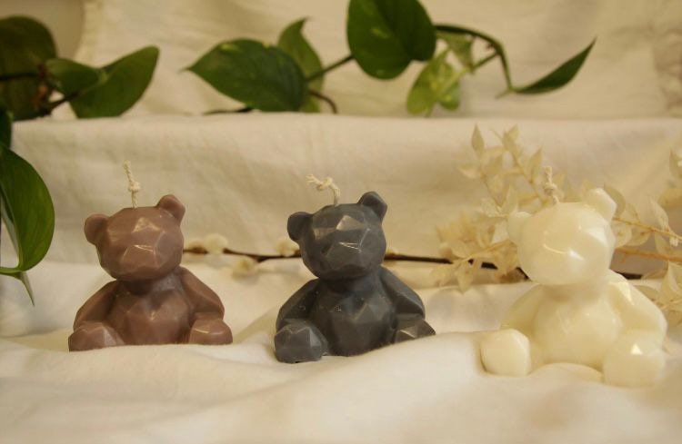 Fait à La Main sur Commande Belle Géométrique Charlie Bear Decor/Nursery Funky Soy Bougie de Cire Te