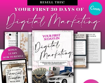 Digital Marketing Guide, Niche Content Ideas, MRR PLR (Canva Editable)