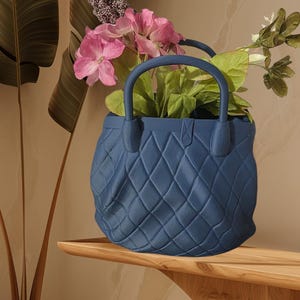 Bolso de mano LUXE - Jarrón decorativo único para la decoración del hogar - Centro de mesa con impresión 3D - Se utiliza para flores artificiales, secas y conservadas de lujo