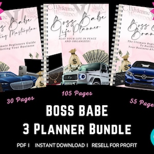 3 NEW Boss Babe Bundle Planner, MRR - PLR Planner,  2025 & 2026 Digital Planner, iPad, 190+ pages! Resell Printable