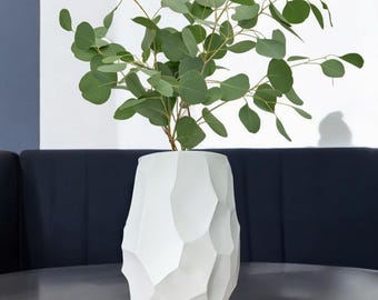 Jarrón geométrico – Decoración volcánica minimalista, 20 cm