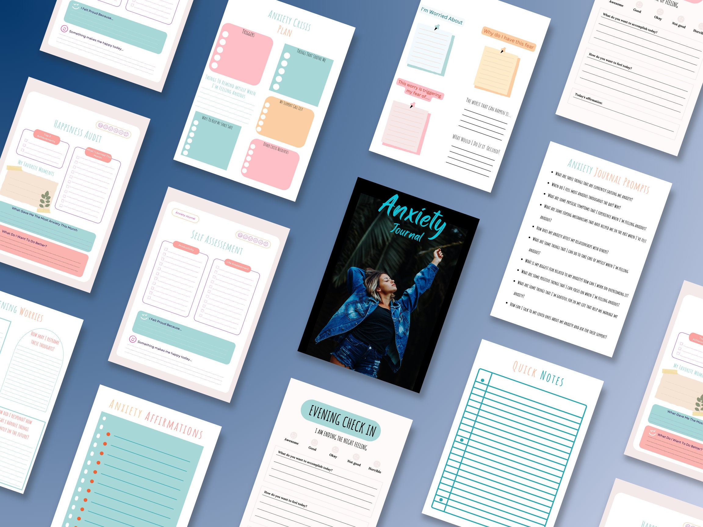 Positive Planner Example 3 Editable Planner Positive Vibes Bundle, Anxiety Planner, Self Love ...