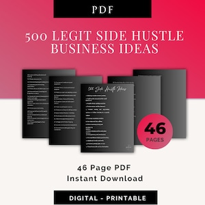 Side Hustle Database | 500 Ideas for Making Money | Side Gig Inspiration! | Real List of Business Ideas