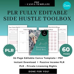 60 Page Side Hustle Book, Template, White Label, Money Book, Worksheets, E Book, Premade Book, Resell For Profits! PLR - RESELL
