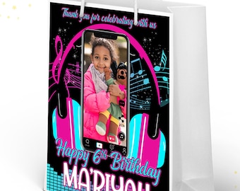 Tik Tok Gift Bag Label TikTok Party Bag TikTok Birthday Favor Bag Musical Girl Party Bag Pink Birthday Gift Bag Label Printable PTK01