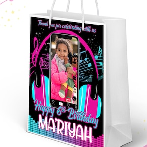 Tik Tok Gift Bag Label TikTok Party Bag TikTok Birthday Favor Bag Musical Girl Party Bag Pink Birthday Gift Bag Label Printable PTK01