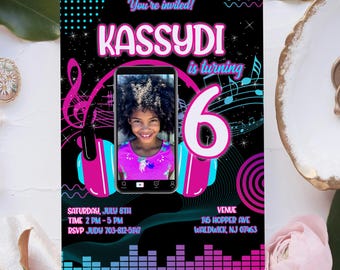 Tiktok Party Invitation, Tik Tok Party Invite, Tiktok Birthday Card, Editable Kids Birthday Invitations, Kids Birthday Invite Templates