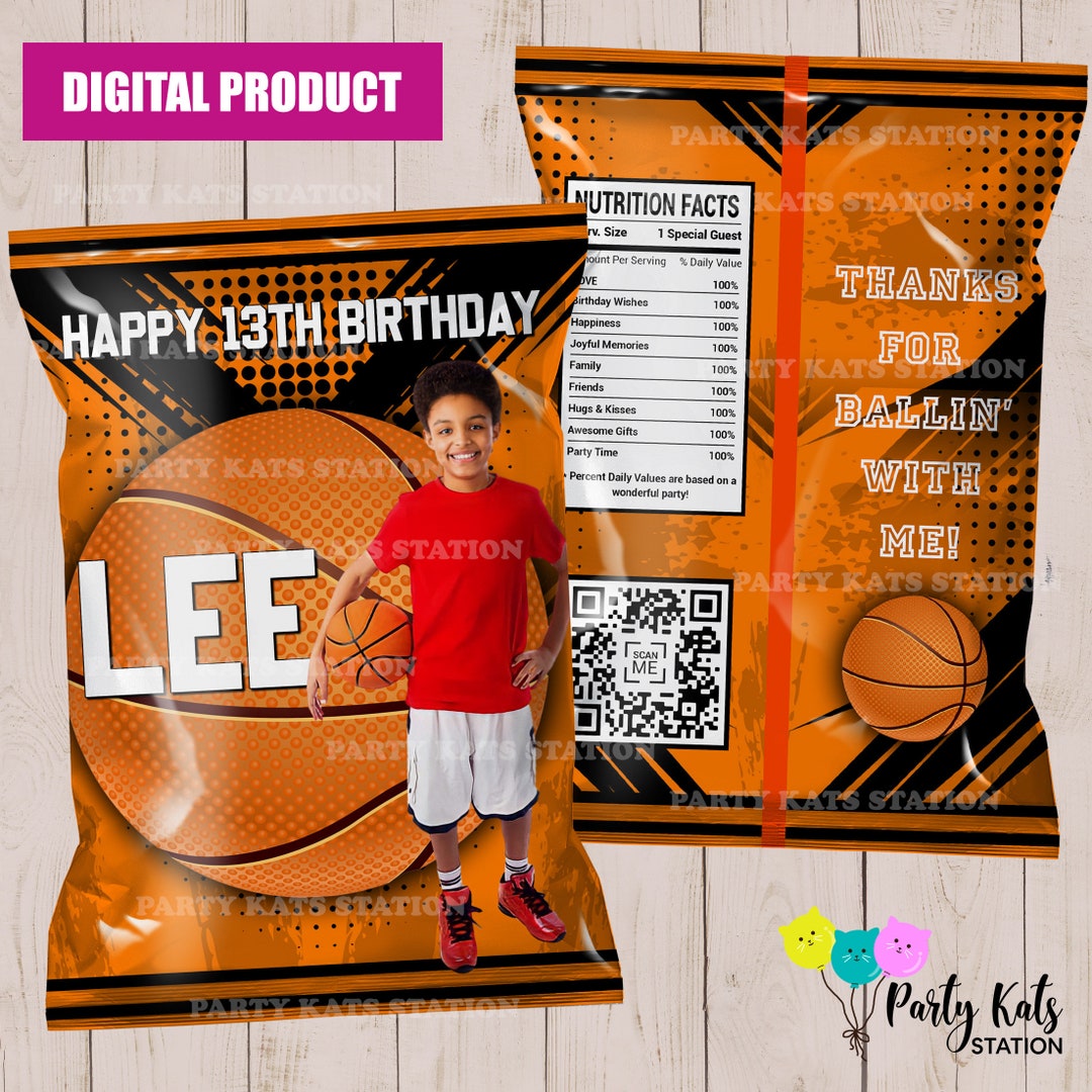 Basketball Chip Bag Label, Basketball Chip Bag Wrapper, All Star Party