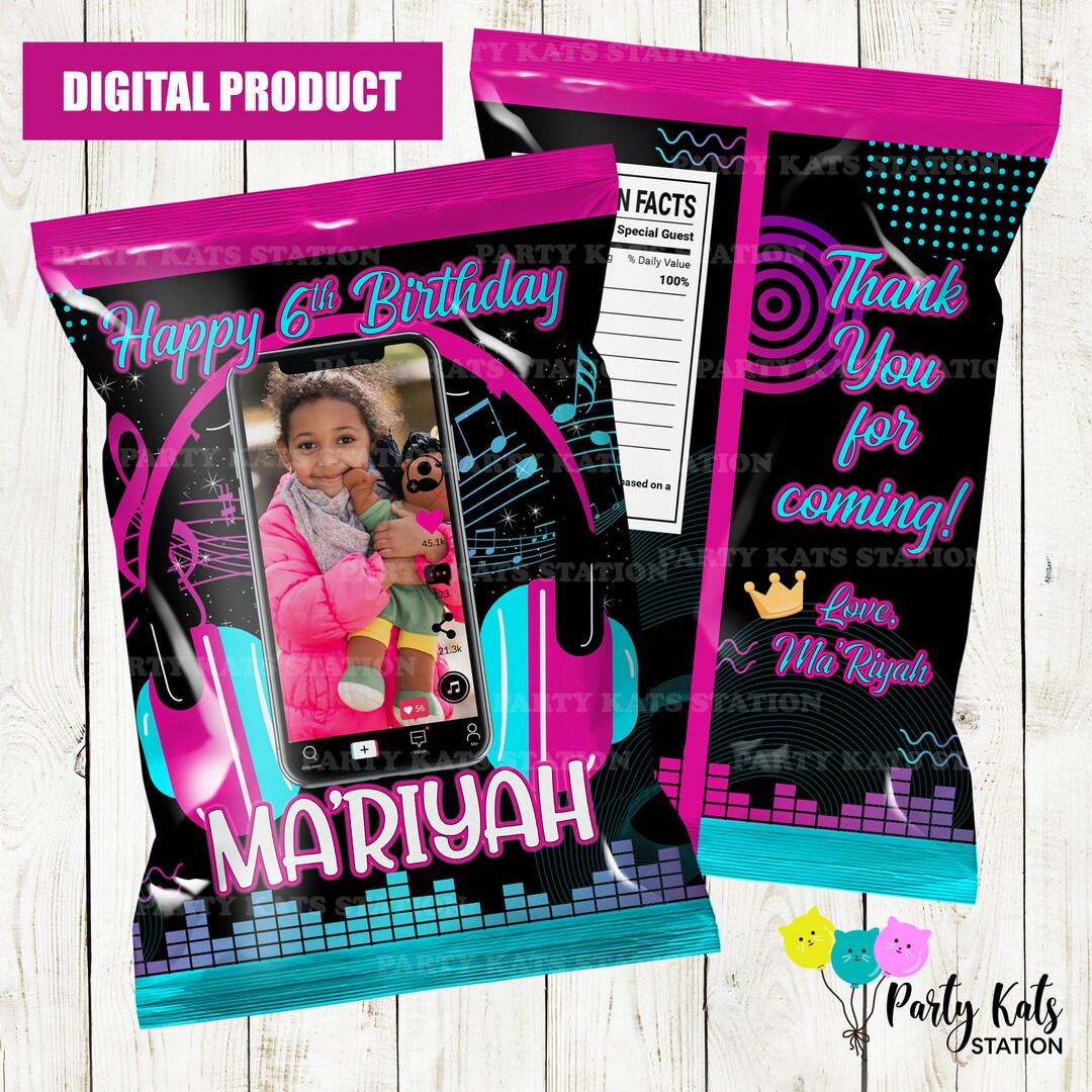 Tik Tok Chip Bag Label Tik Tok Birthday Goodie Bag Wrapper Etsy Australia