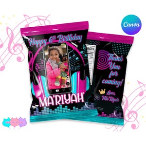 TikTok Chip Bag Wrapper, Editable Birthday Chip Bag Label Template