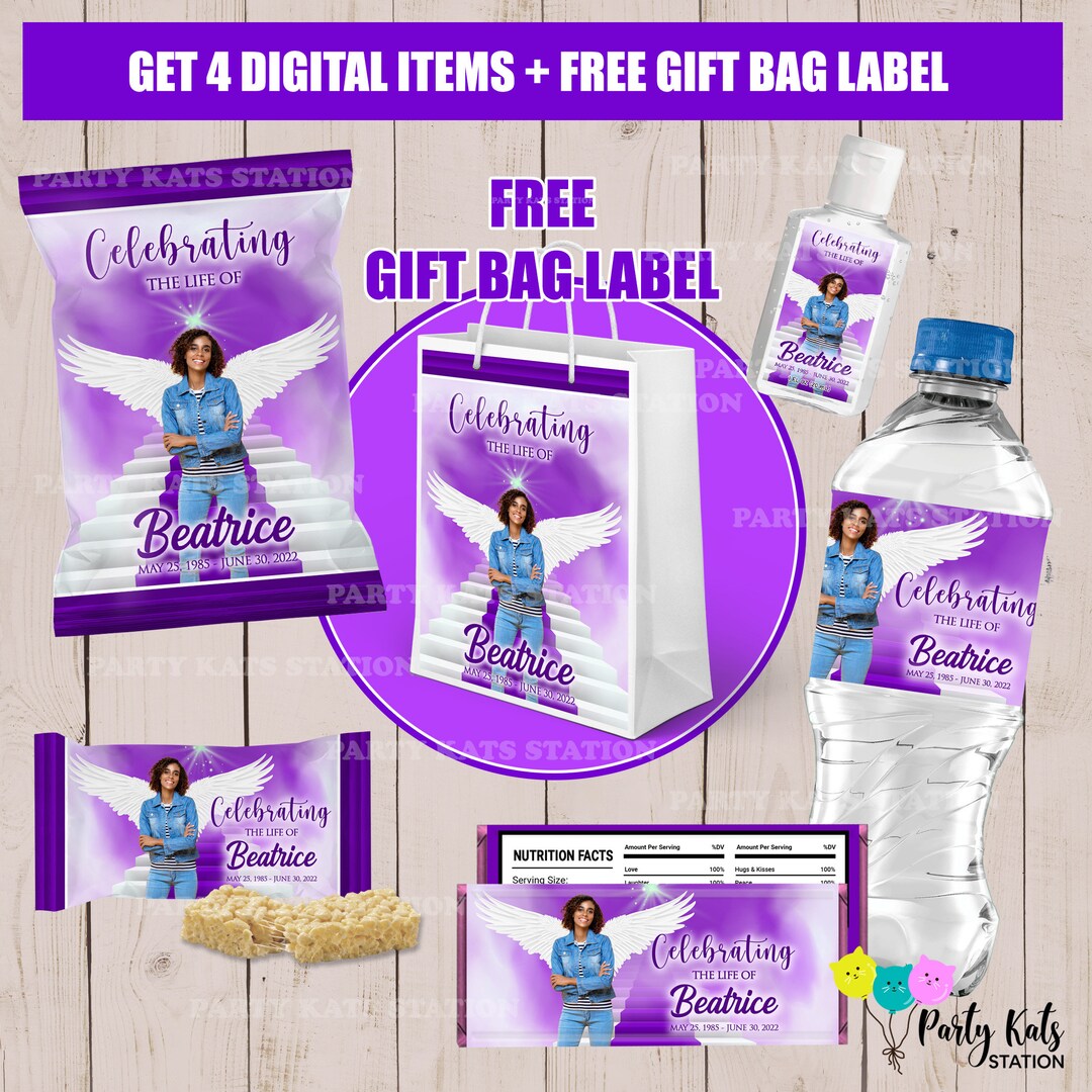 Chip Bag Template of Celebration of Life, Memorial Party Favors ...